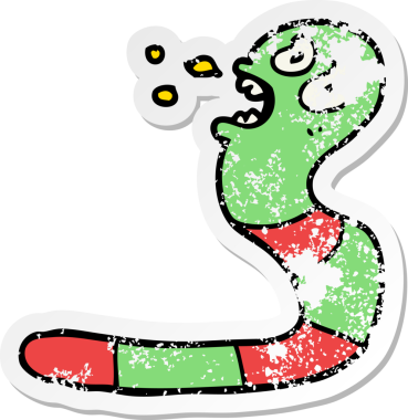 Bir insan tarafından çizilmiş korkmuş bir solucanın sıkıntılı çıkartması.