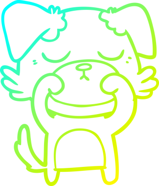 Bir insan tarafından çizilmiş şirin bir çizgi köpeğin soğuk gradyan çizgisi.