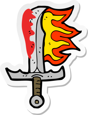 Bir insan tarafından çizilmiş kanlı kılıcın çıkartması.