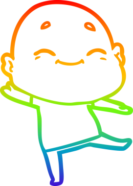 Gökkuşağı gradyan çizgi çizimi Bir insan tarafından çizilmiş mutlu kel adam