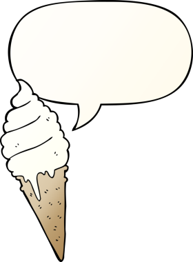 bir insan tarafından çizilmiş, konuşma baloncuklu çizgi film dondurması.