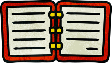 Bir insan tarafından çizilmiş not defterinin retro grunge desenli karikatürü.