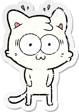 Bir karikatür çıkartması bir insan tarafından çizilmiş kediye şaşırttı.