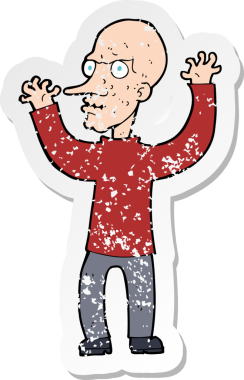 Bir insan tarafından çizilmiş bir karikatürün gerilimli çıkartması.