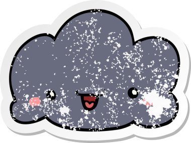 Bir insan tarafından çizilmiş şirin bir karikatür bulutunun sıkıntılı çıkartması.