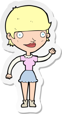 Bir insan tarafından çizilmiş fikri olan bir karikatür kadının çıkartması.