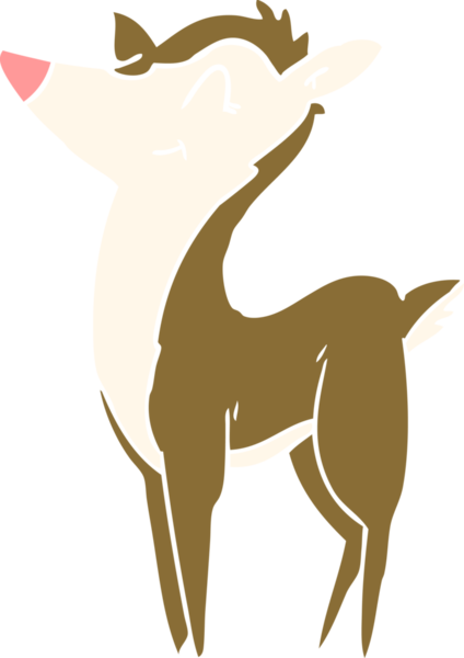 Bir insan tarafından çizilmiş düz renkli çizgi film geyiği.