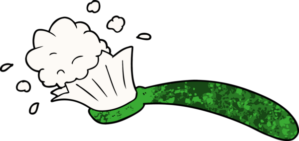 bir insan tarafından çizilmiş diş fırçası ve diş macunu.