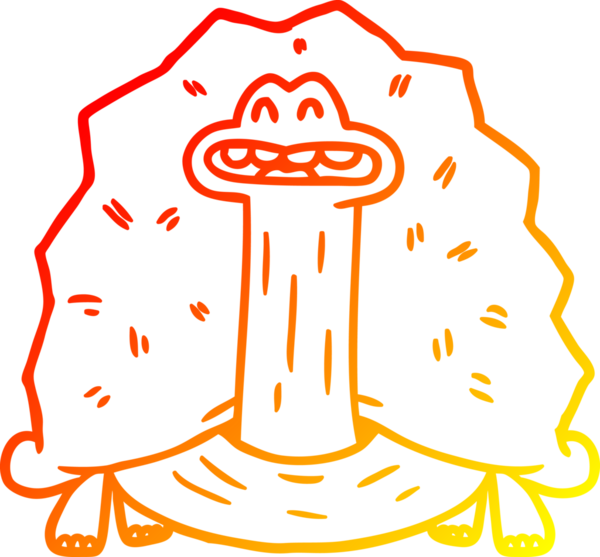 Bir insan tarafından çizilmiş komik bir karikatür kaplumbağasının sıcak çizgi çizimi