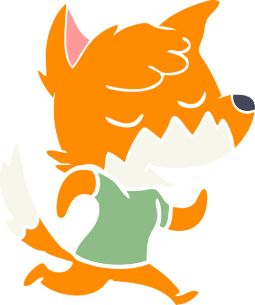 Bir insan tarafından çizilmiş düz renkli tilki çizimi