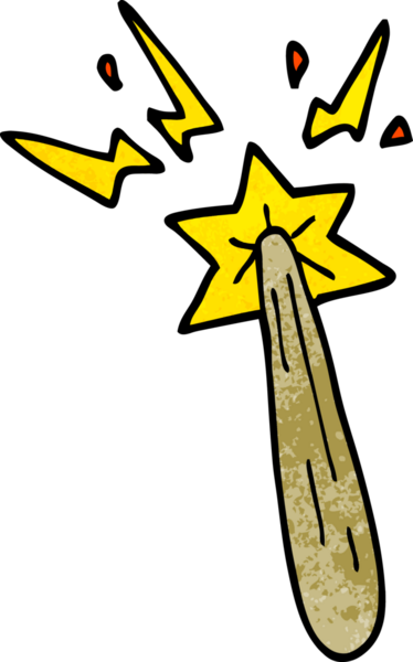 Bir insan tarafından çizilmiş sihirli değnek.