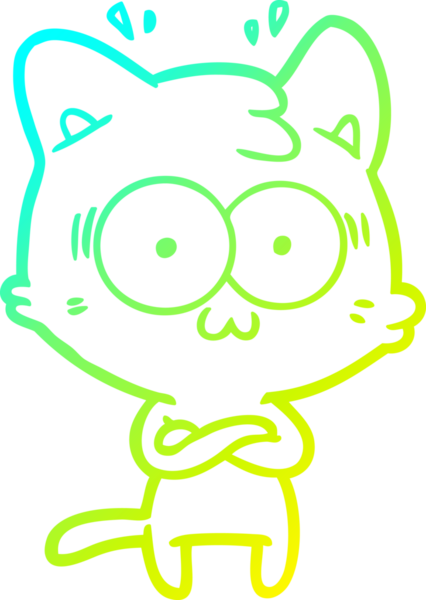 Bir çizgi filmin soğuk gradyan çizimi bir insan tarafından çizilmiş sürpriz bir kedi.