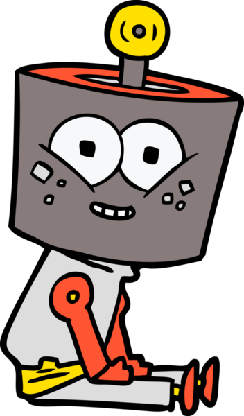 Bir insan tarafından çizilmiş mutlu çizgi film robotu