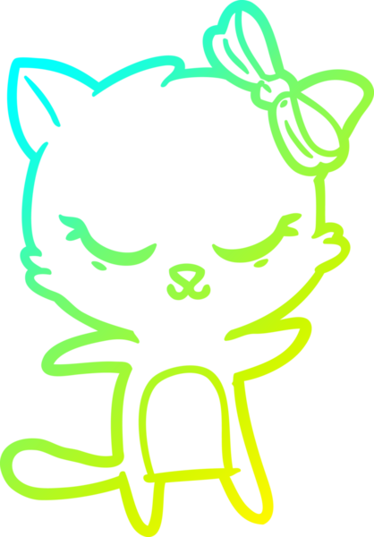 Bir insan tarafından çizilmiş bir çizgi film kedisinin soğuk gradyan çizimi