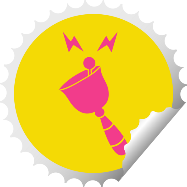 Bir insan tarafından çizilmiş çınlayan el çanının dairesel kabuk soyucu karikatürü.