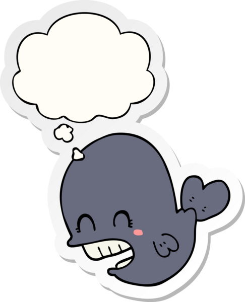 Düşünce baloncuğu insan tarafından çizilmiş bir çıkartma olan çizgi film balinası.