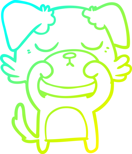 Bir insan tarafından çizilmiş şirin bir çizgi köpeğin soğuk gradyan çizgisi.