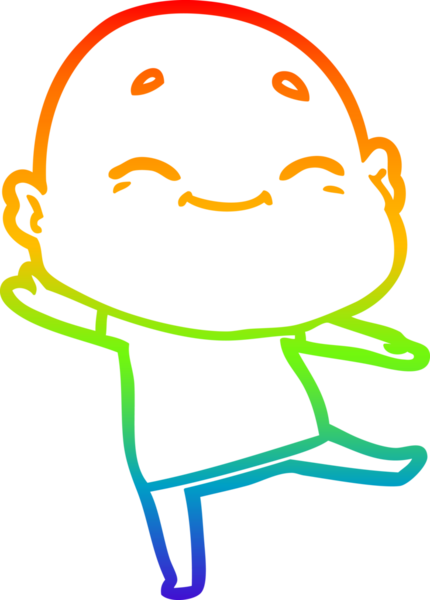 Gökkuşağı gradyan çizgi çizimi Bir insan tarafından çizilmiş mutlu kel adam