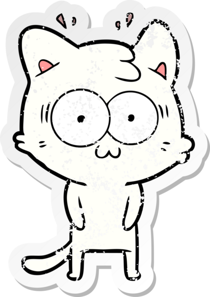 Bir karikatür çıkartması bir insan tarafından çizilmiş kediye şaşırttı.