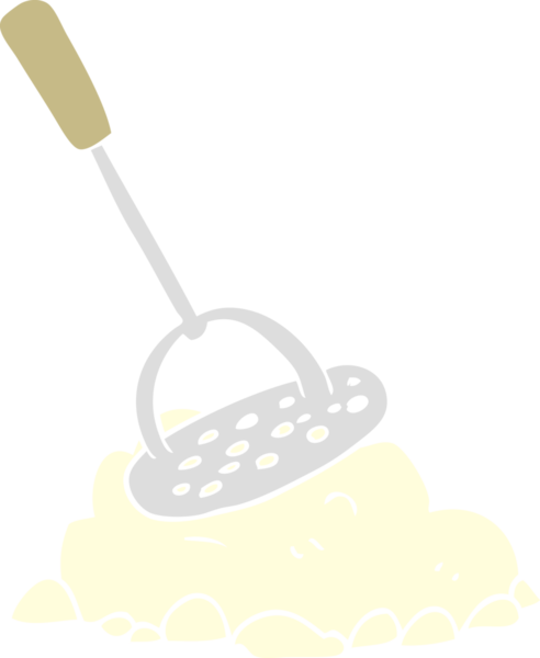 Bir insan tarafından çizilmiş patates ezicisinin düz renk çizimi