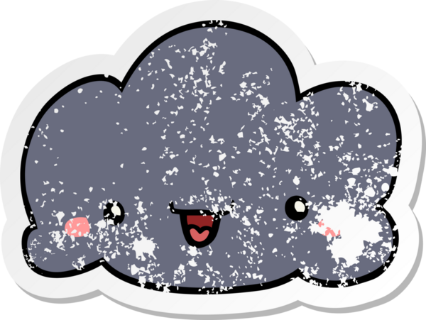 Bir insan tarafından çizilmiş şirin bir karikatür bulutunun sıkıntılı çıkartması.