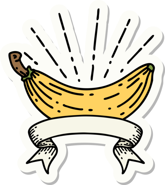 Bir insan tarafından çizilmiş bir muz dövmesi çıkartması.