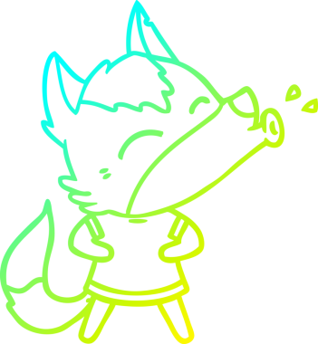 Bir insan tarafından çizilen uluyan kurt çizgi filminin soğuk gradyan çizimi