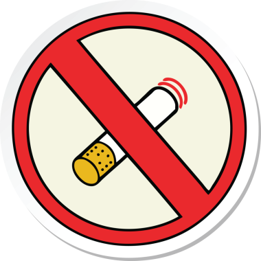 Bir insan tarafından çizilmiş sigara içilmeyen şirin bir çizgi filmin çıkartması.