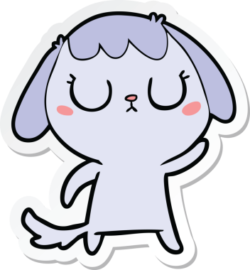 Bir insan tarafından çizilmiş şirin bir köpeğin çıkartması.