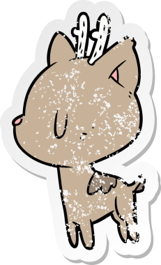 Bir insan tarafından çizilmiş karikatür geyiğinin sıkıntılı çıkartması.