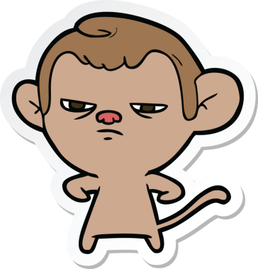 Bir insan tarafından çizilmiş çizgi film maymununun çıkartması.