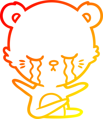 Bir insan tarafından çizilen ağlayan çizgi film ayısının sıcak çizgi çizgisi.