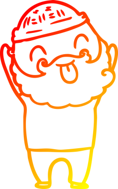 Sakallı bir adamın insan tarafından çizilmiş sıcak bir çizgi çizimi.