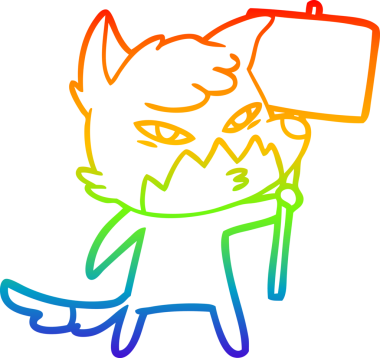 gökkuşağı gradyanı çizimi bir insan tarafından çizilmiş akıllı bir tilki çizgi filmi