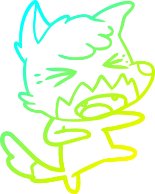 Sinirli bir tilki çizgi filminin insan tarafından çizilmiş soğuk çizgi çizimi.