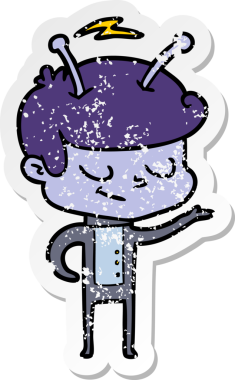 Bir insan tarafından çizilmiş dost canlısı bir uzay adamının sıkıntılı çıkartması.