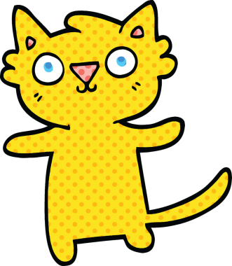 Bir insan tarafından çizilmiş çizgi roman tarzı bir kedi.