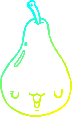 Bir insan tarafından çizilmiş bir armut karikatürünün soğuk gradyan çizimi