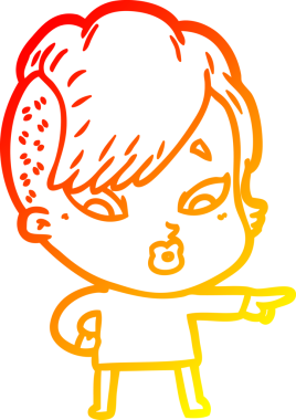 Bir çizgi film çizimi, bir insan tarafından çizilmiş bir kızı şaşırttı.