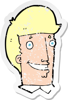 Bir insan tarafından çizilmiş mutlu bir adamın karikatür yapıştırması.