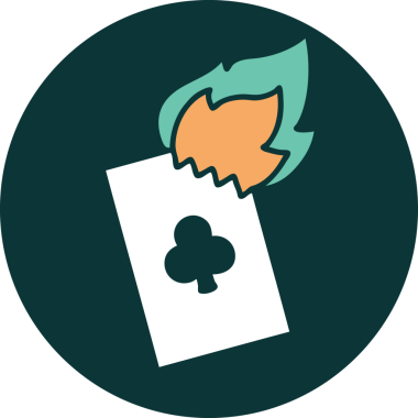 Bir insan tarafından çizilmiş alevli bir kartın ikonik dövme şekli