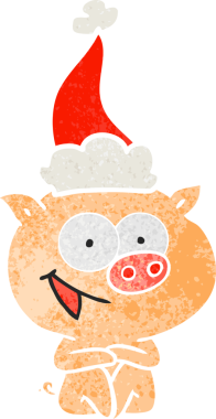 Neşeli domuz eli, insan tarafından çizilmiş eski bir Noel Baba şapkası.