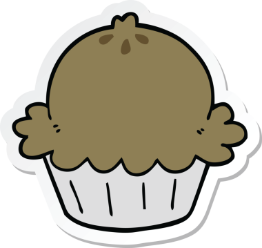 Bir insan tarafından çizilmiş şirin bir karikatür pastasının etiketi.