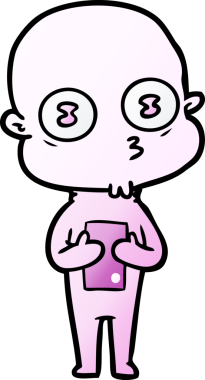 Bir insan tarafından çizilmiş garip kel uzay adamı çizgi filmi.