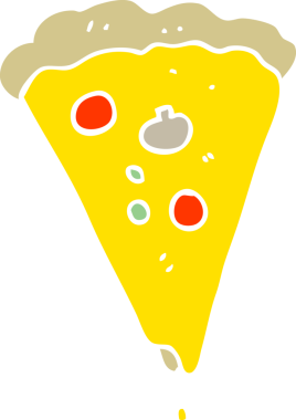 Bir insan tarafından çizilmiş pizzanın düz renk çizimi