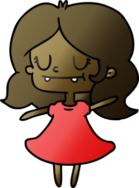 Bir insan tarafından çizilmiş kawai kızının gradyan çizimi.