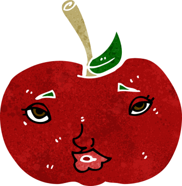 bir insan tarafından çizilmiş elma karikatürü.