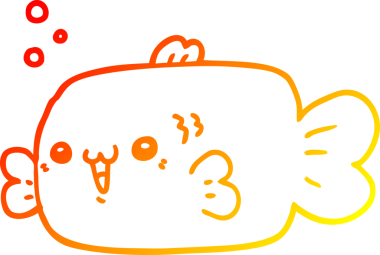 Bir insan tarafından çizilmiş karikatür balığının sıcak çizgi çizimi