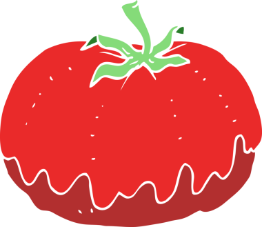 Bir insan tarafından çizilmiş domatesin düz renk çizimi