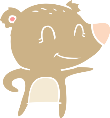 Dost canlısı ayı düz renkli çizgi film bir insan tarafından çizildi